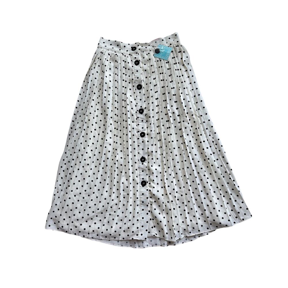 NWT Hayden Small Black and White/Cream Polka Dot Accordion Pleated Midi Skirt